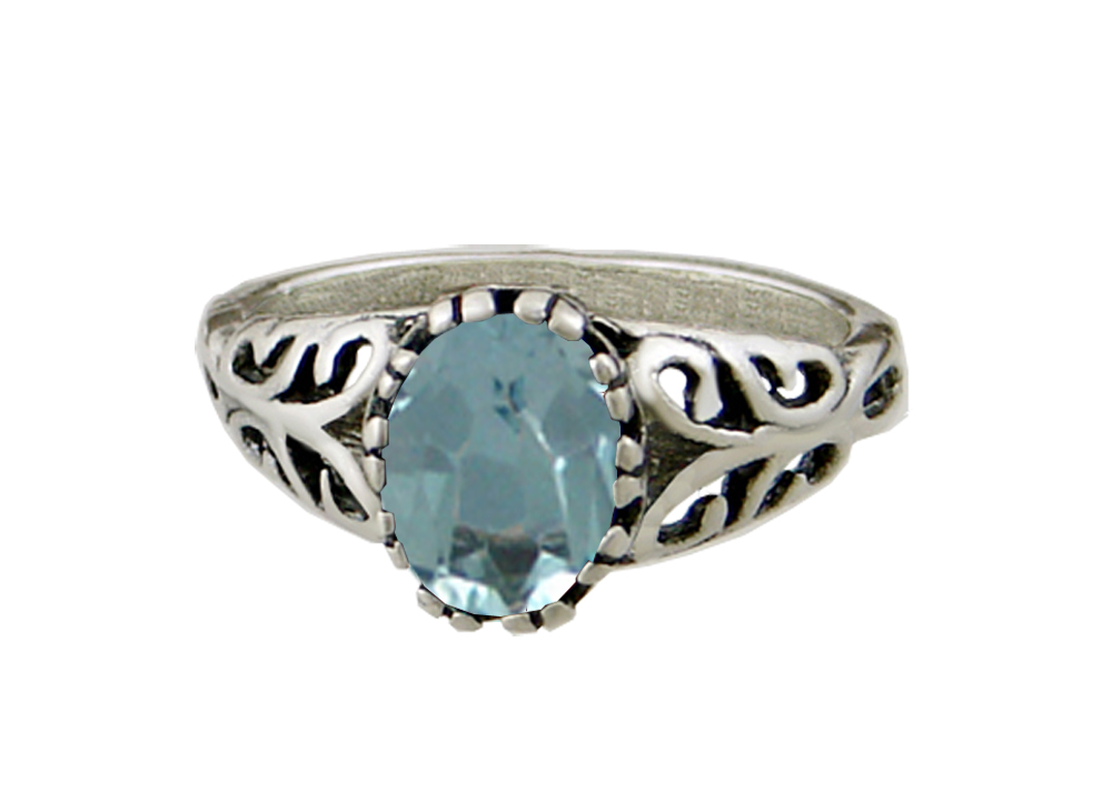Sterling Silver Gemstone Ring With Blue Topaz Size 9